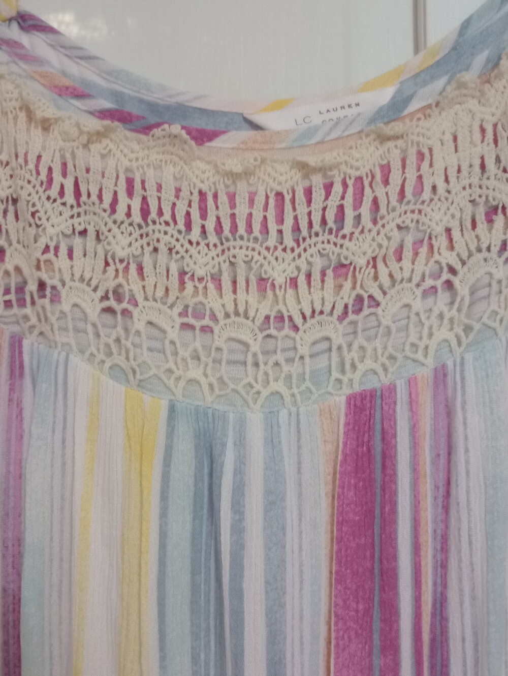πΏπLC Lauren Conrad Striped Plus Size Maxi Dress with Lace Yoke Size 3X ππΏ - Picture 8 of 12